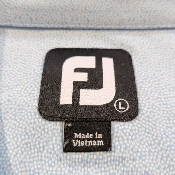 FootJoy Golf Polo Shirt Men's Size Large Light Blue White Dots - Picture 4 of 12